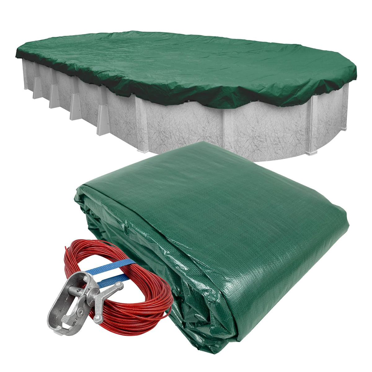 Robelle front view of 18x33 oval cover showing durable material and easy installation