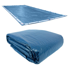 Robelle cover front view showing full size and overlap protecting pool