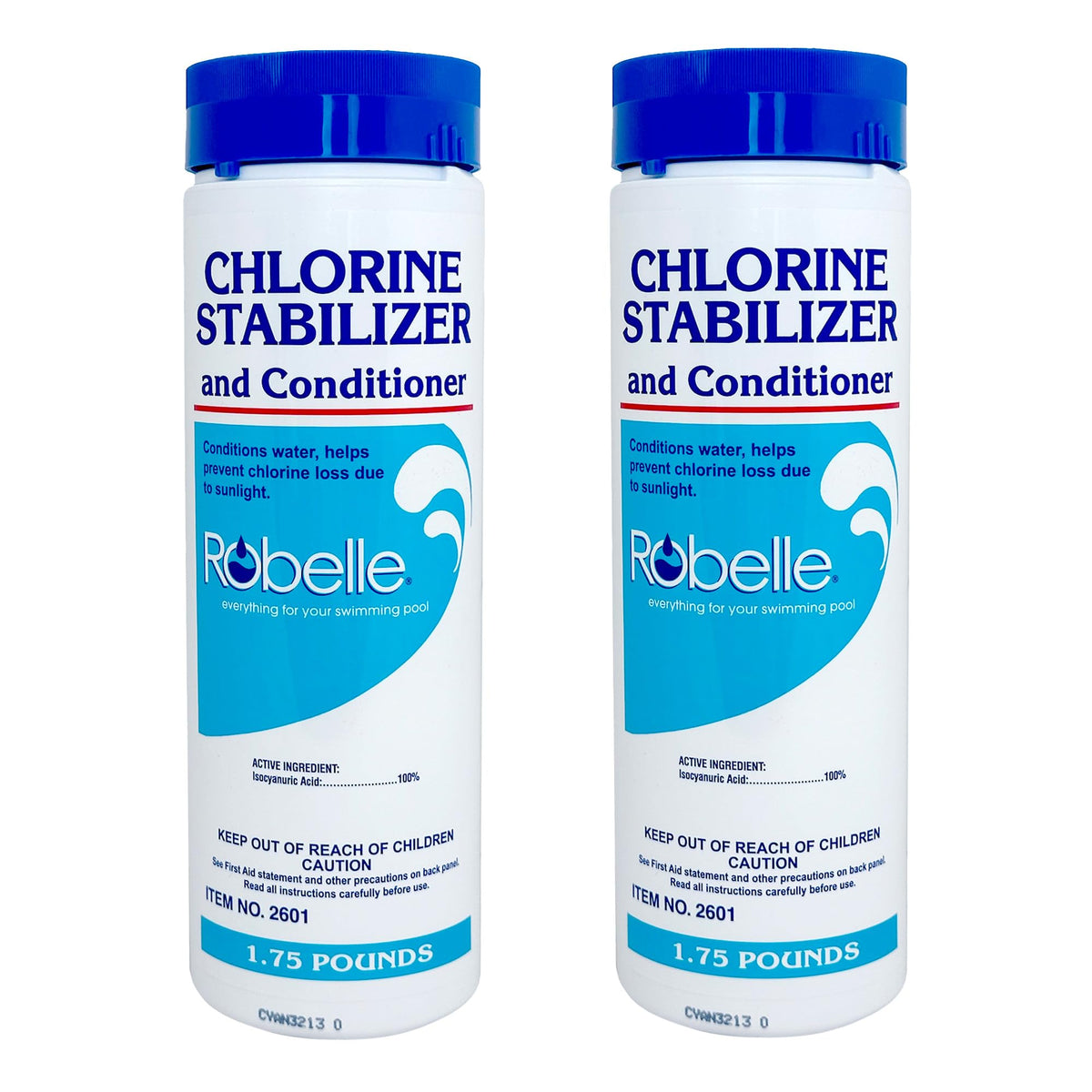 Robelle front packaging 2-pack showing label and size for reliable pool stabilization