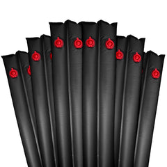 Robelle front view of six 8 ft tubes securing a pool cover for reliable winter protection