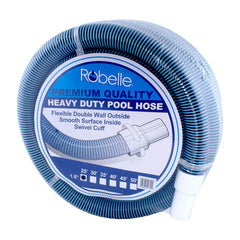 Robelle front view of 25 ft pool vacuum hose showing length and color for reliable cleaning
