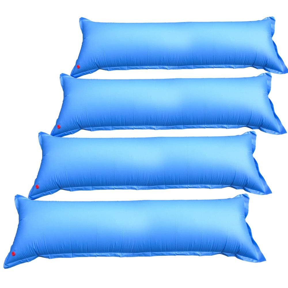 Robelle front packaging showing 4-pack heavy duty pool pillows and benefits