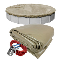 Robelle front view of 24 ft cover showing full fit and secure overlap benefit