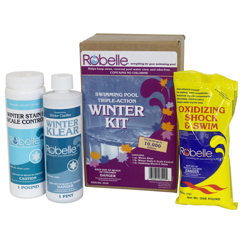 Robelle kit front packaging showing all included winter chemicals and benefits