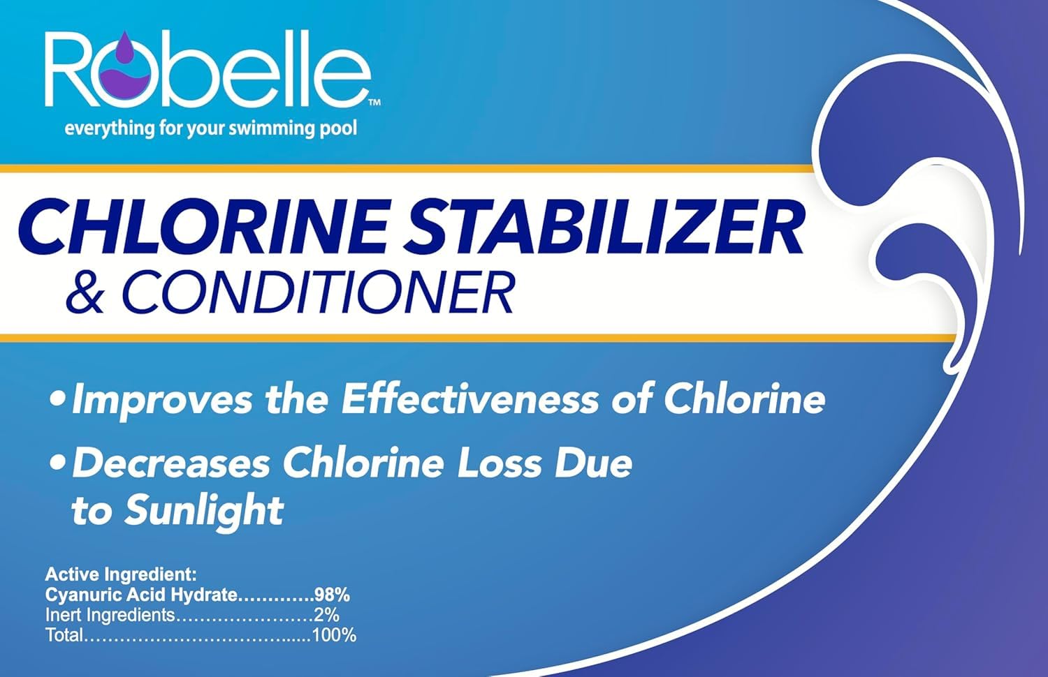 Robelle package dosing chart and measuring scoop showing accurate ppm adjustments