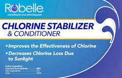 Robelle package dosing chart and measuring scoop showing accurate ppm adjustments
