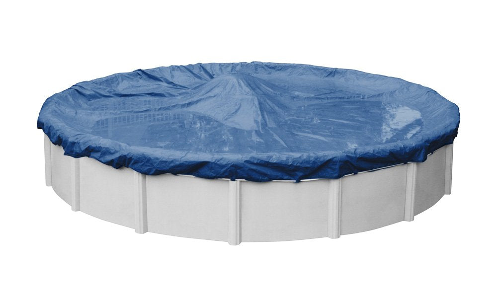 Robelle Olympus cover front view showing heavy-duty material protecting pool