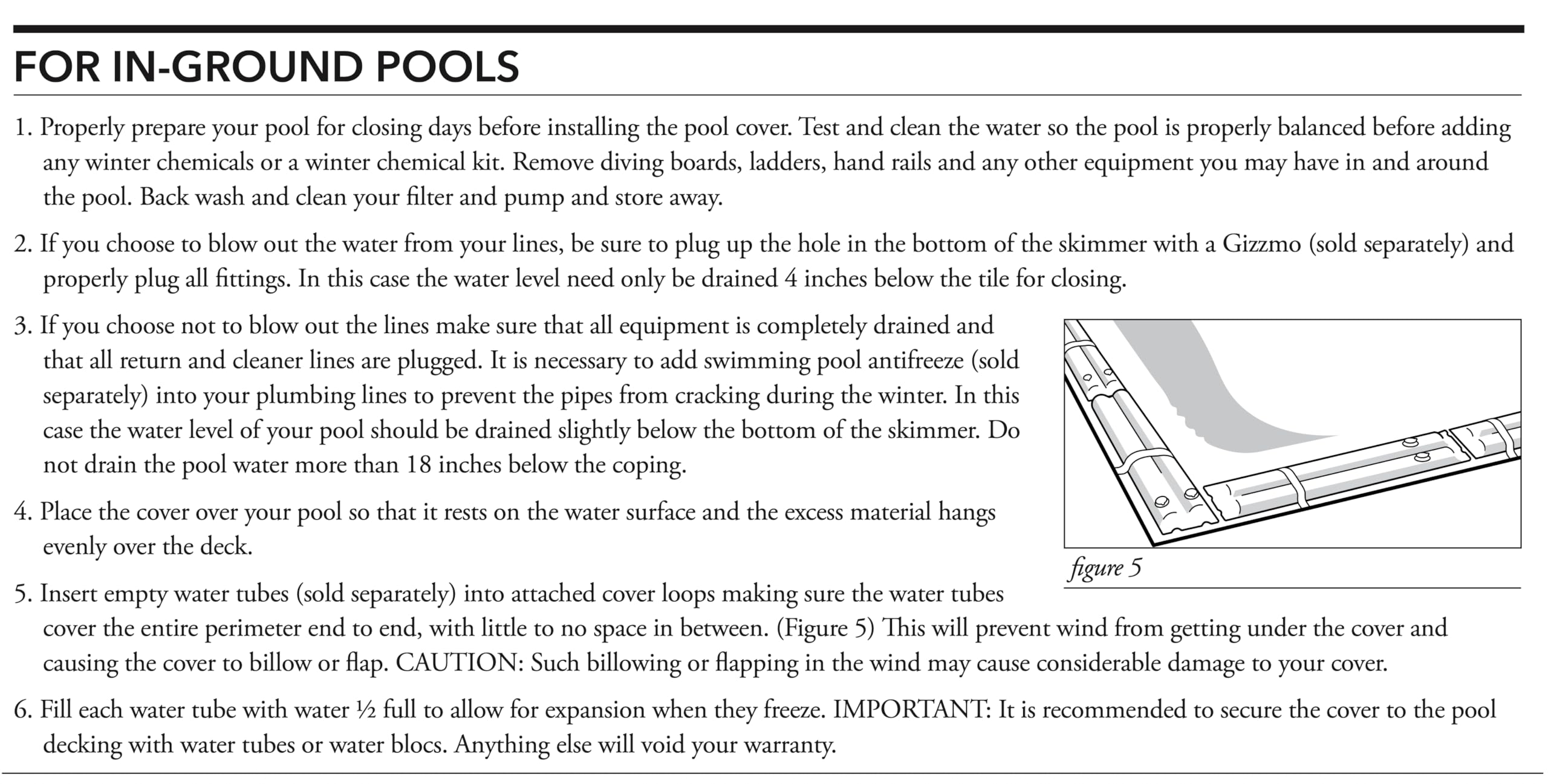 Robelle installed on an inground pool with water weights showing secure winter protection