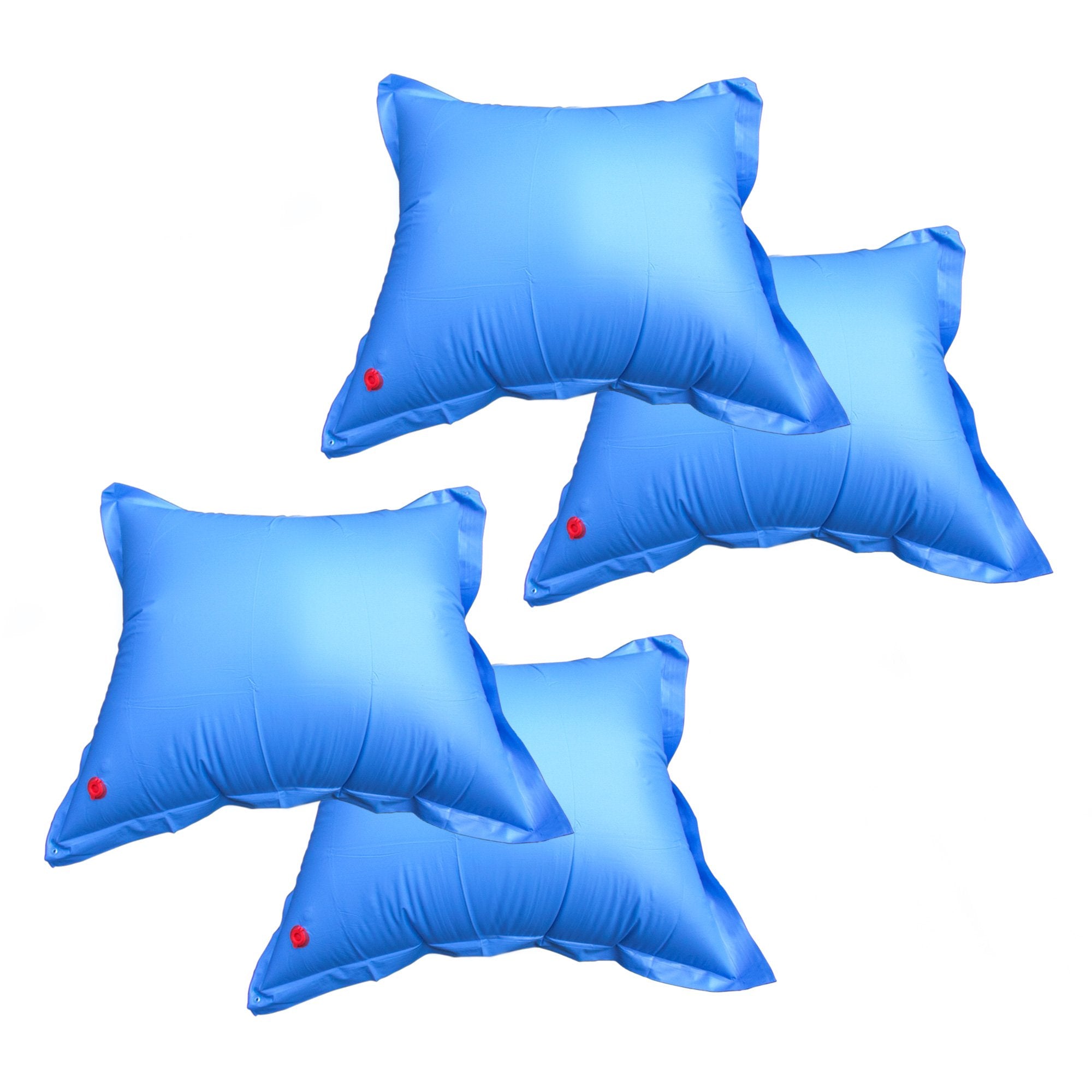 Robelle heavy duty pool pillow front packaging showing four-pack and size benefits