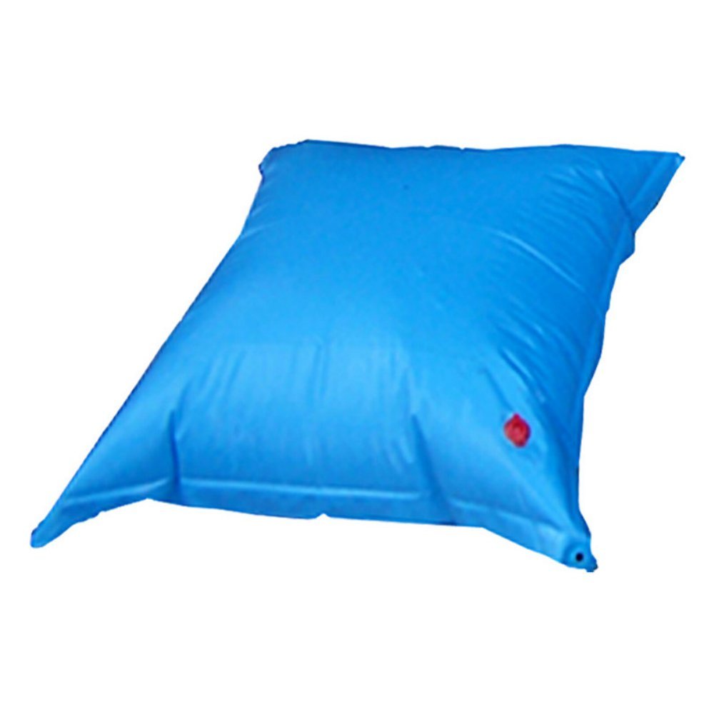 Robelle pool pillow under winter cover lifting cover to prevent water pooling