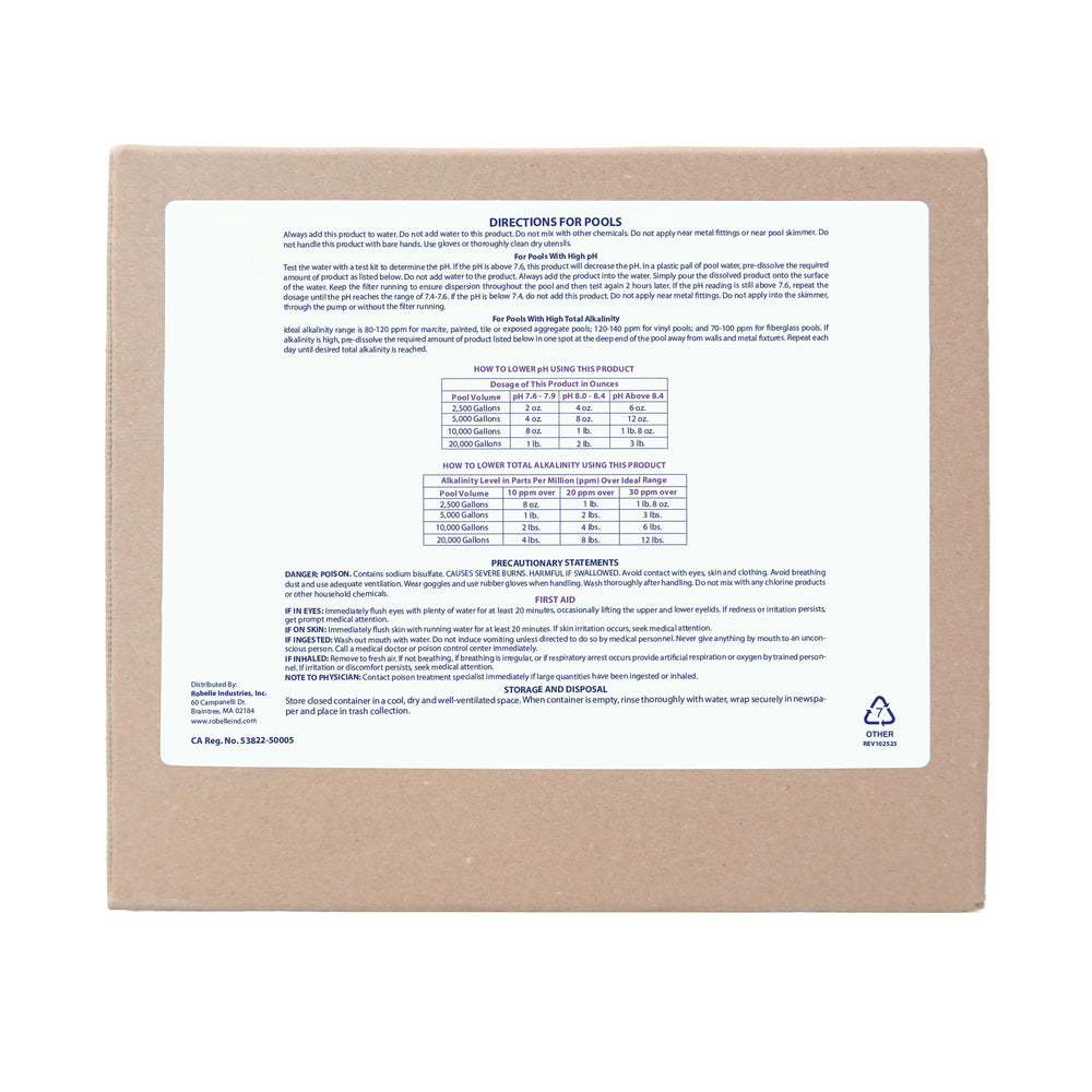 Robelle sodium bisulfate powder close-up texture illustrating easy-dissolve granules