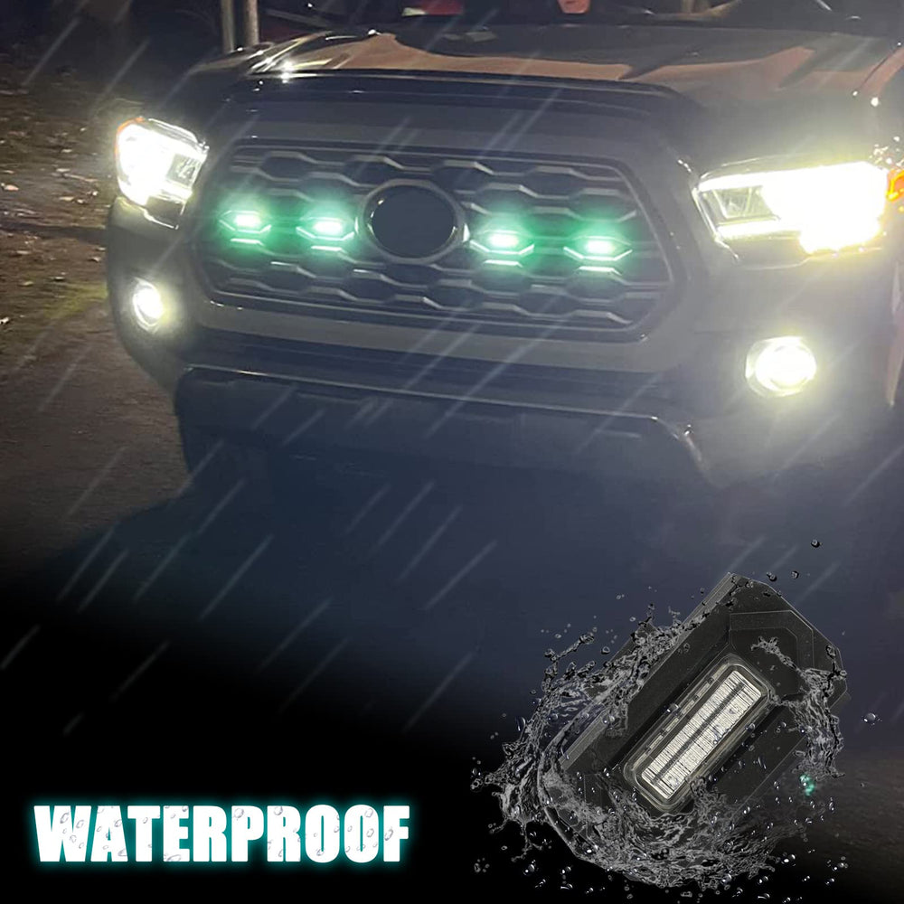 ROCCS LED close-up polycarbonate lens showing clear light output