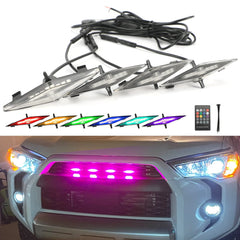 ROCCS RGB front grille lights fitted on 4Runner showing bold style and visibility