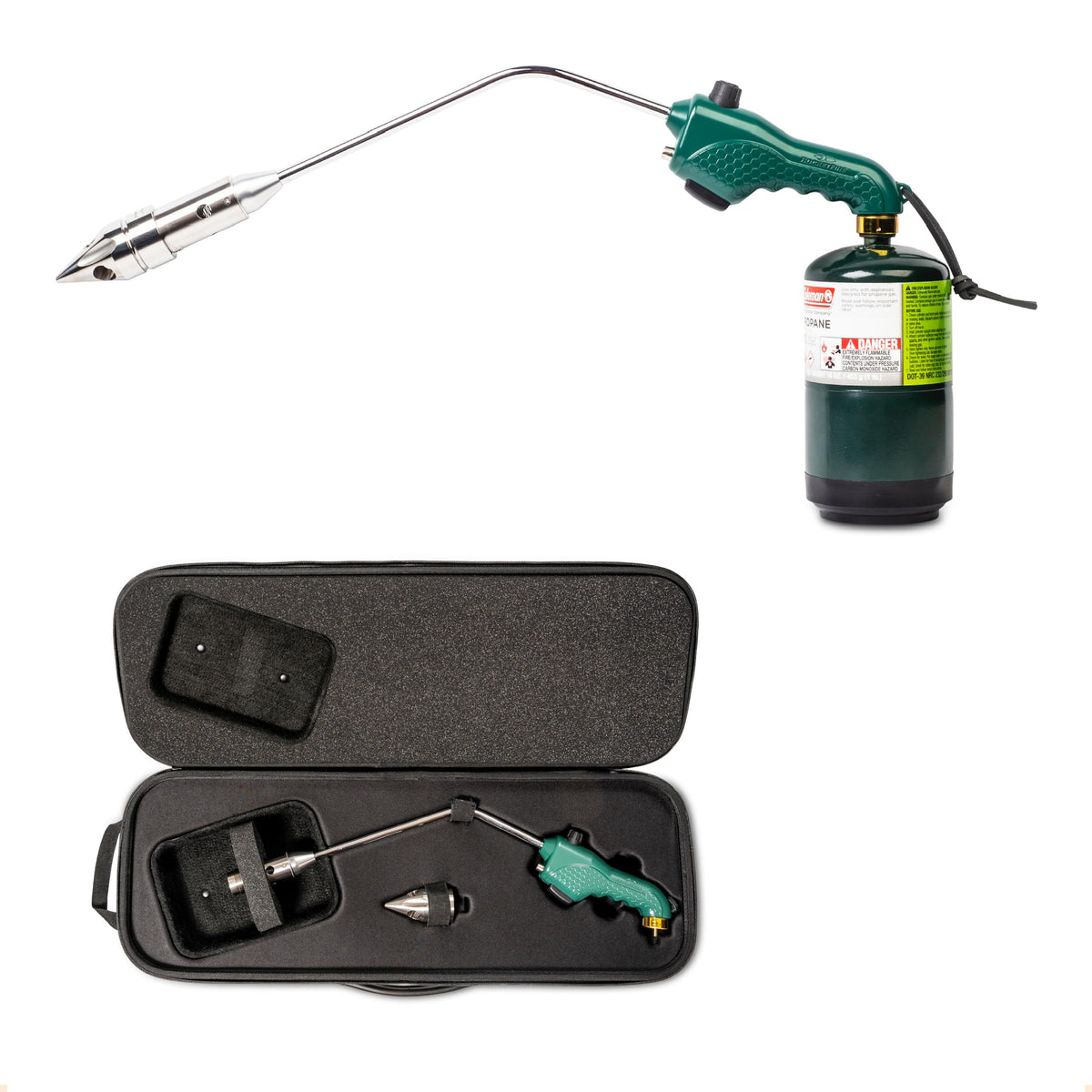 RocketFire front packaging showing green torch head and case for quick identification and protection