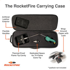 RocketFire storage case open with tool organized for safe transport and neat storage