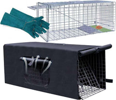 Rockever front view of folding trap showing secure door and frame, for safe captures