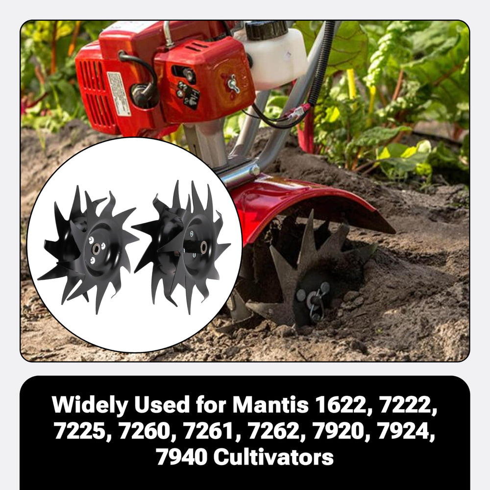 Rockheel tine in soil showing 10-inch depth capability and improved aeration