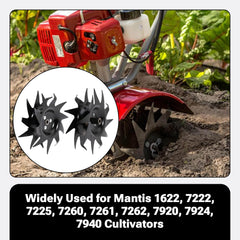 Rockheel tine in soil showing 10-inch depth capability and improved aeration