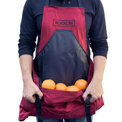 Rocklin Industry front view of apron showing full pouch and straps for convenient carrying