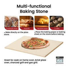 ROCKSHEAT stone placed on grill producing crisp crust outdoors showing heat resistance benefit