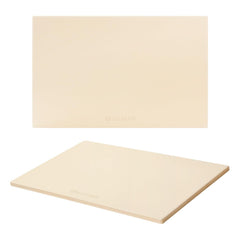 ROCKSHEAT front view of rectangular pizza stone showing full surface and edges benefits crisp bake