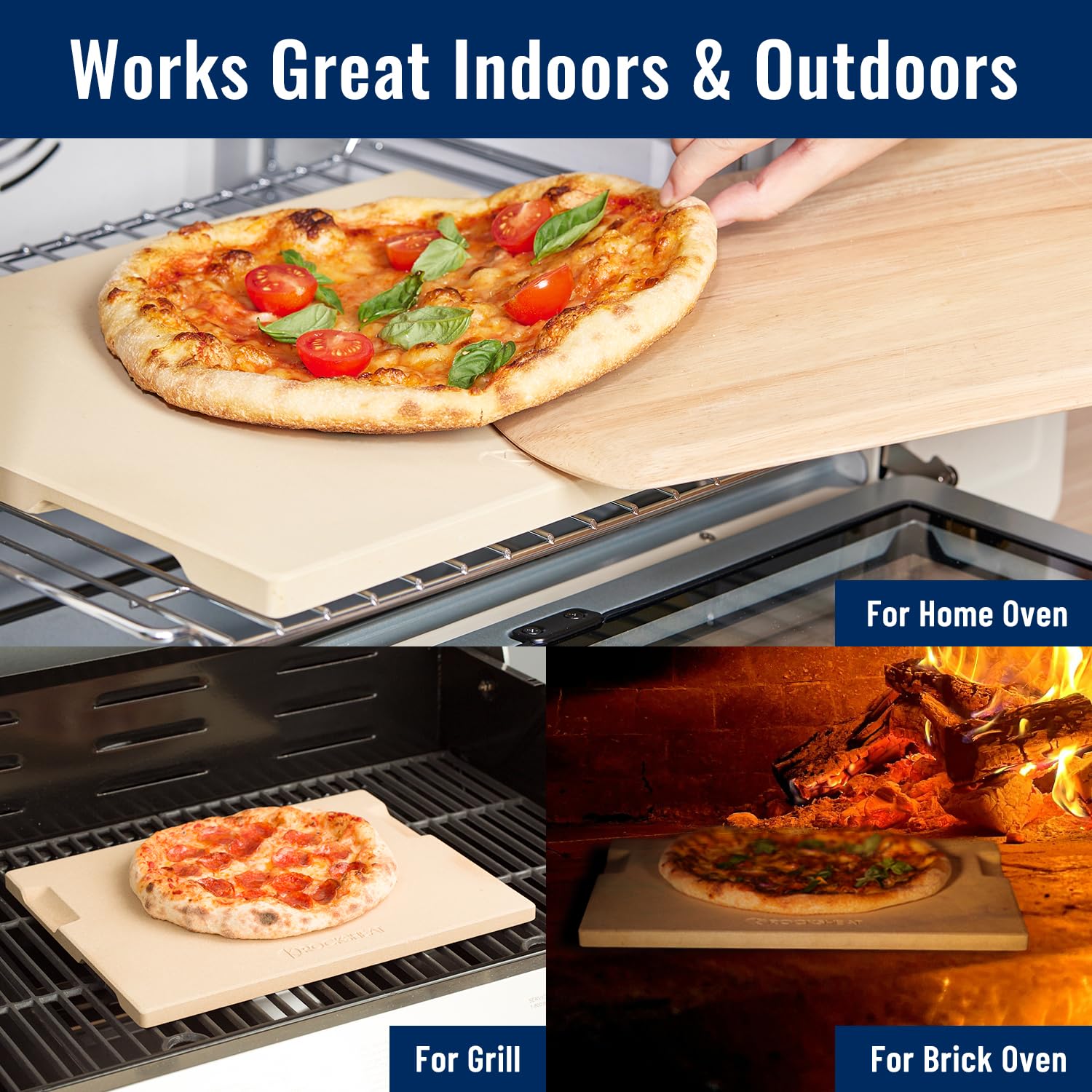 ROCKSHEAT stone on outdoor grill illustrating grill-ready durability and versatile use