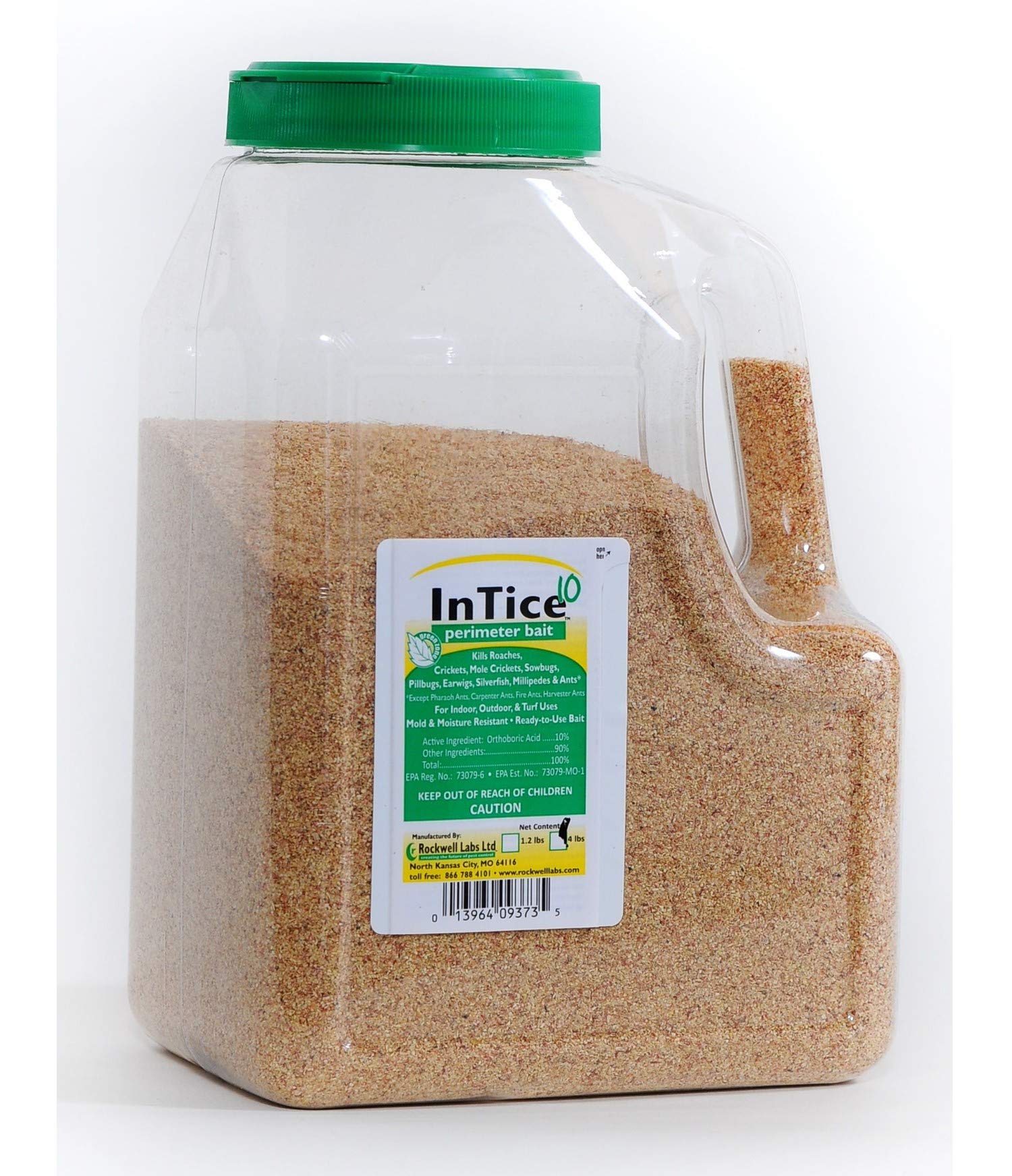 Rockwell Labs InTice 10 close-up of granular bait in use along foundation for targeted control