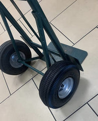 Rocky Mountain Goods wheel installed on hand truck demonstrating fast swap, stability and 400 lb capacity