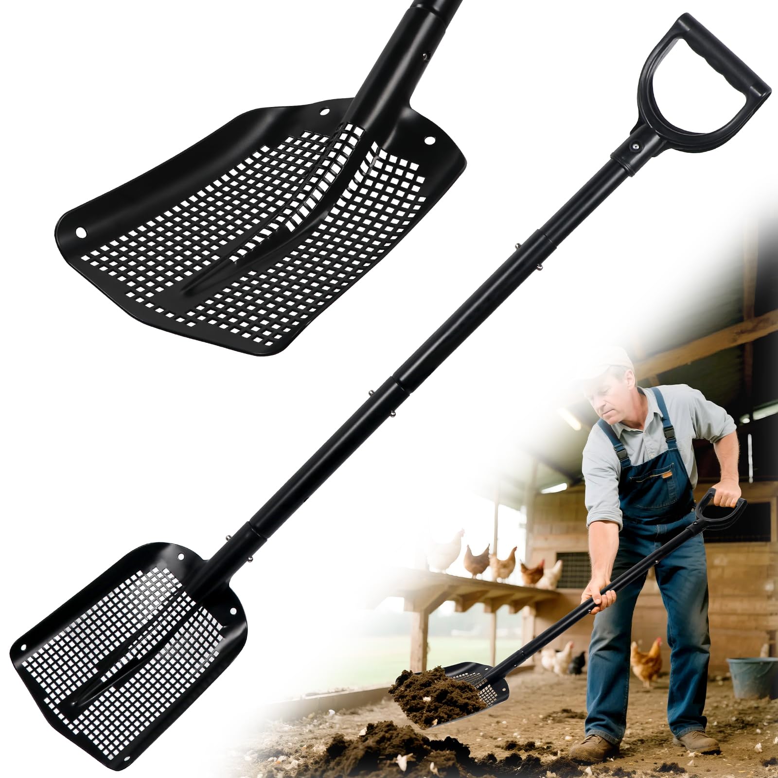 Roetelo front view showing solid steel sifter head and shape for durable scooping