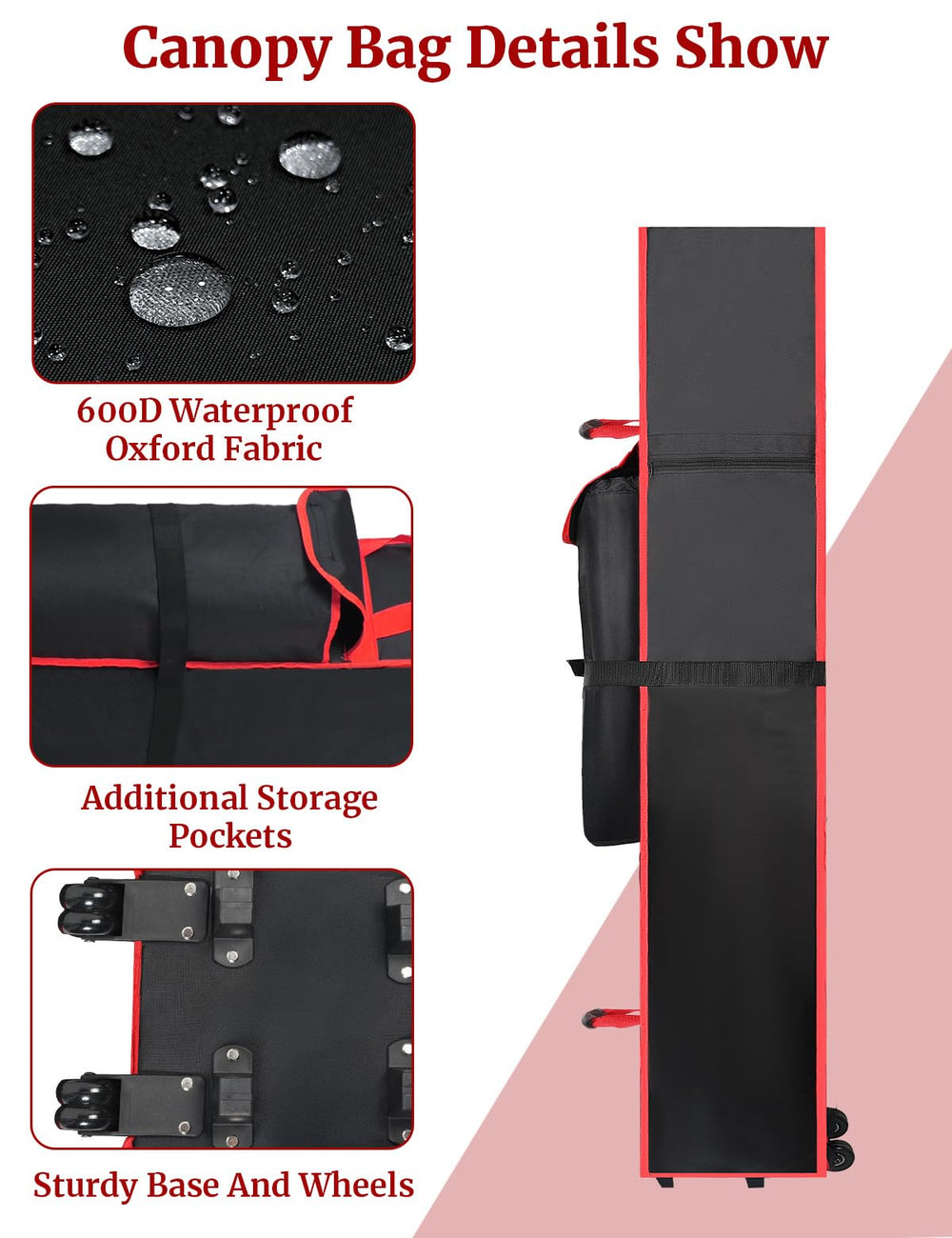 Roetelo large front pocket open with stakes and ropes for organized storage