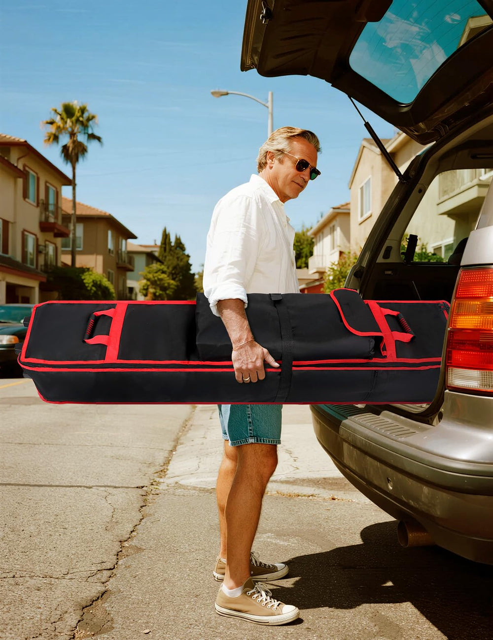 Roetelo bag at an outdoor event easing canopy setup and transport