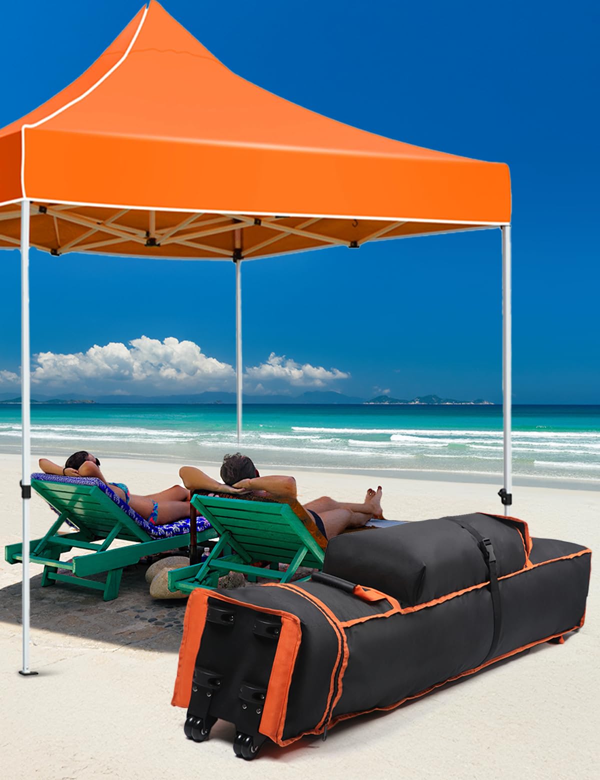 Roetelo bag beside folded 10x10 canopy showing fit and compact transport