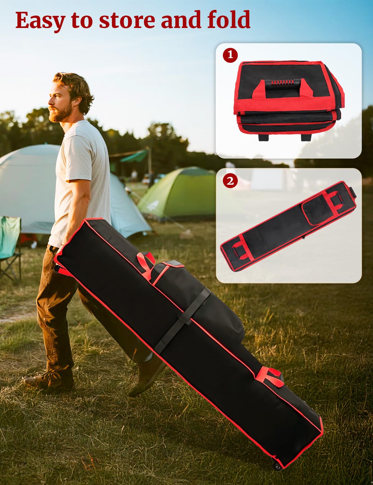 Roetelo bag next to SUV showing scale and vehicle-ready portability