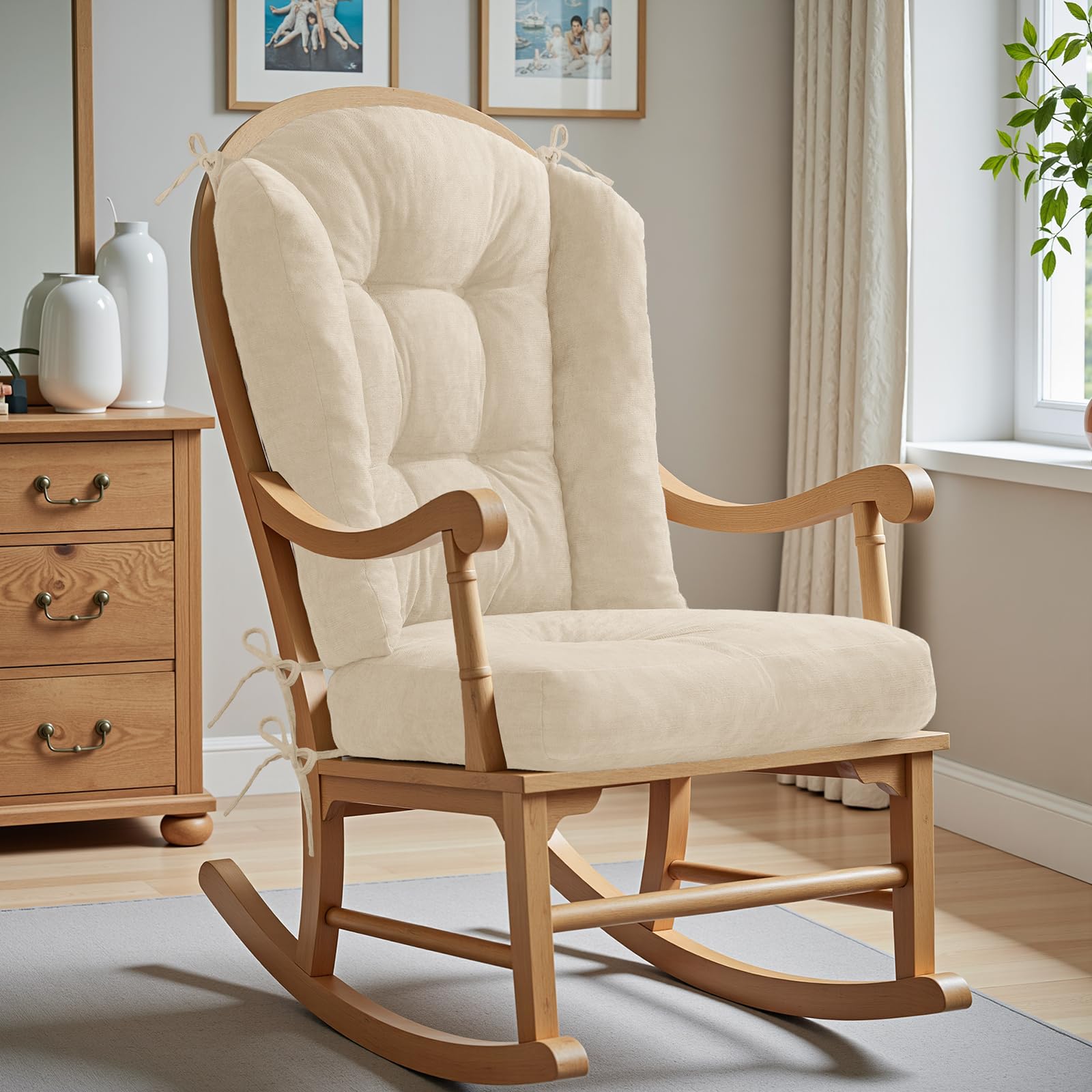 ROFIEJOX front view of large ivory wingback cushions showing fit and comfort