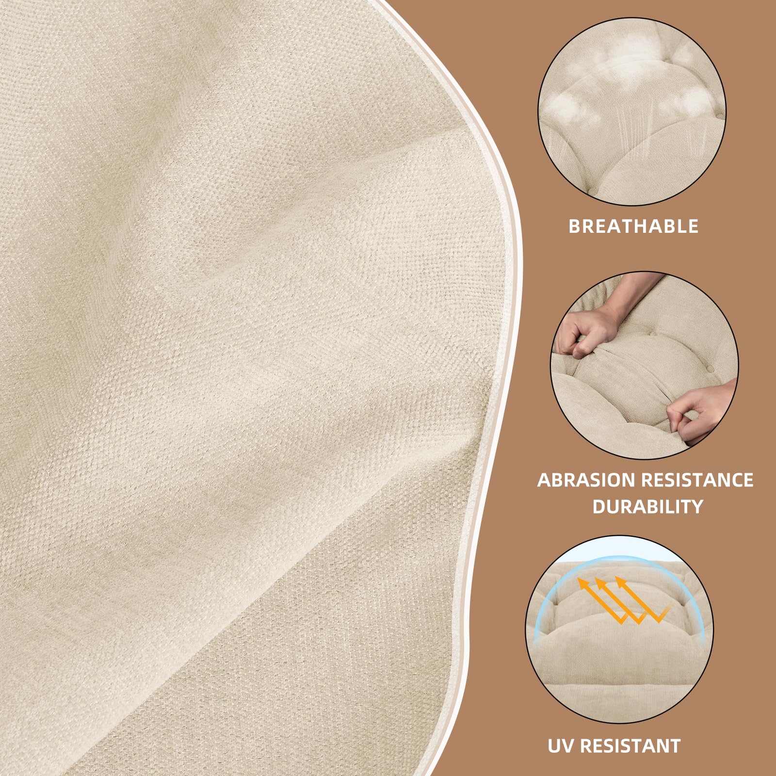 ROFIEJOX side profile displaying cushion thickness and tufting for support