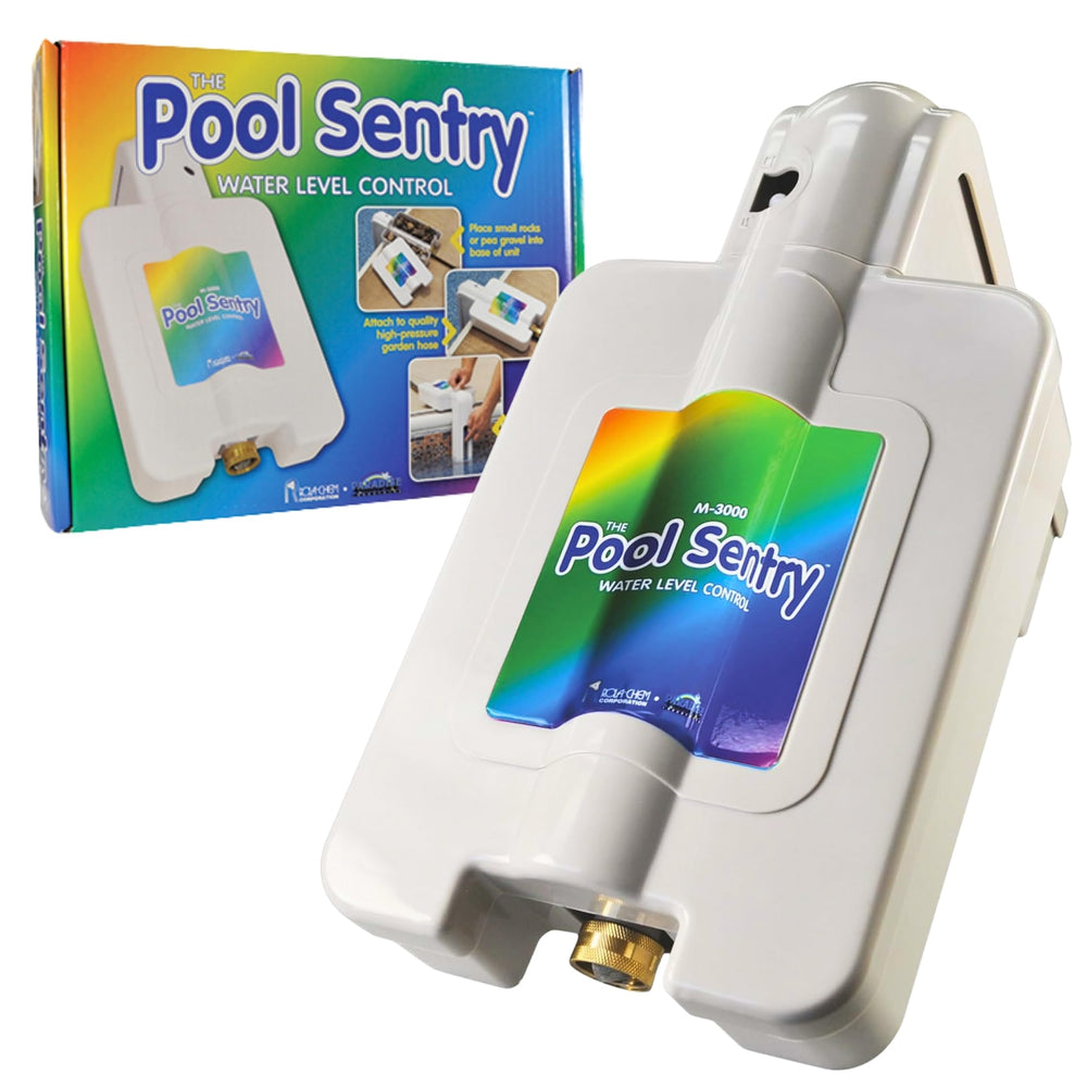 Rola-Chem M-3000 front view showing compact automatic pool filler and simple setup benefit