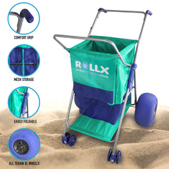 RollX folded flat seafoam wagon for compact storage and transport benefit