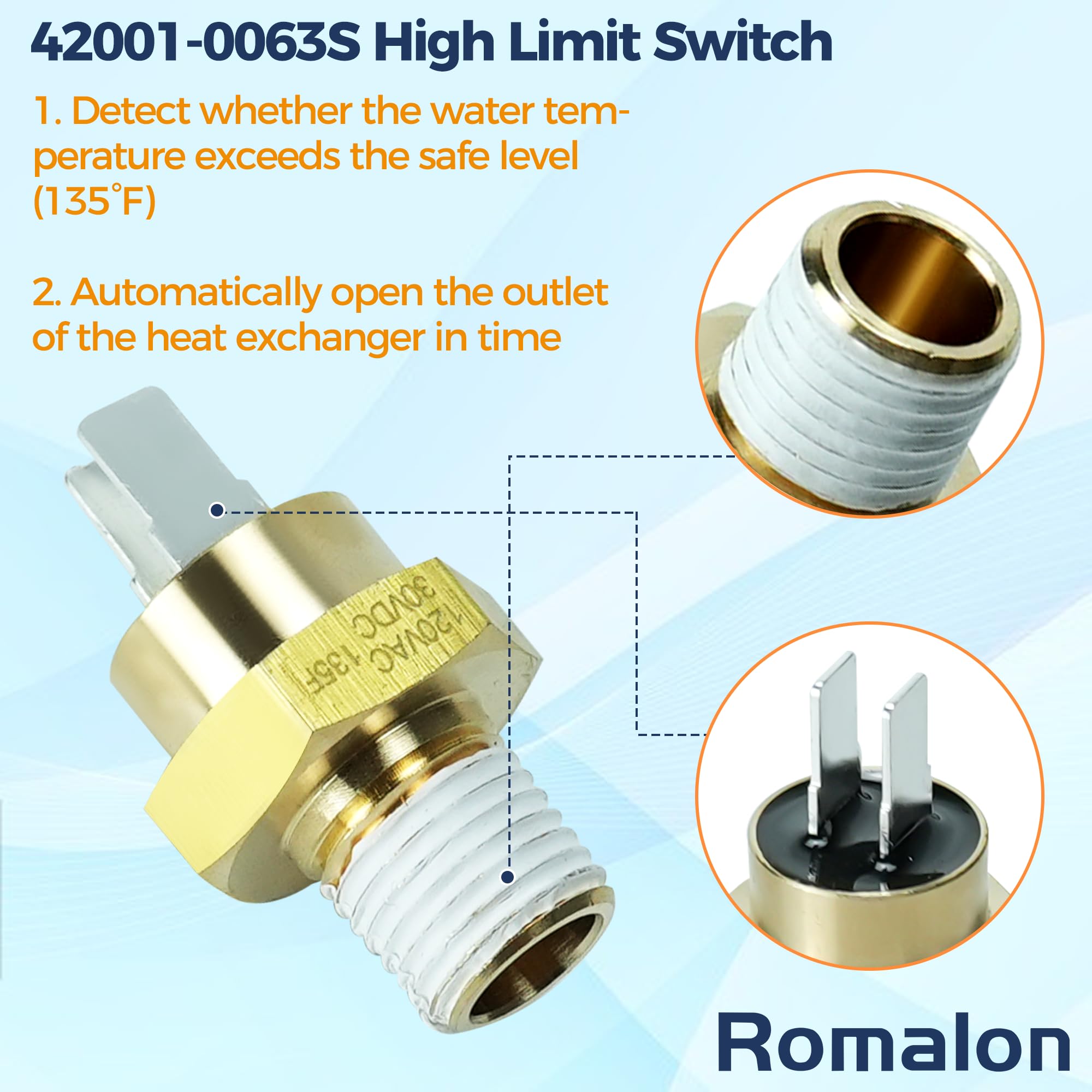 Romalon parts next to ruler for scale showing correct replacement sizing