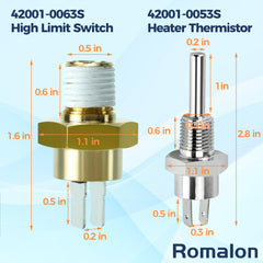 Romalon thermistor close-up showing sensor tip and stainless-steel durability