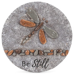 Roman dragonfly stepping stone front view showing inspirational design and durable finish