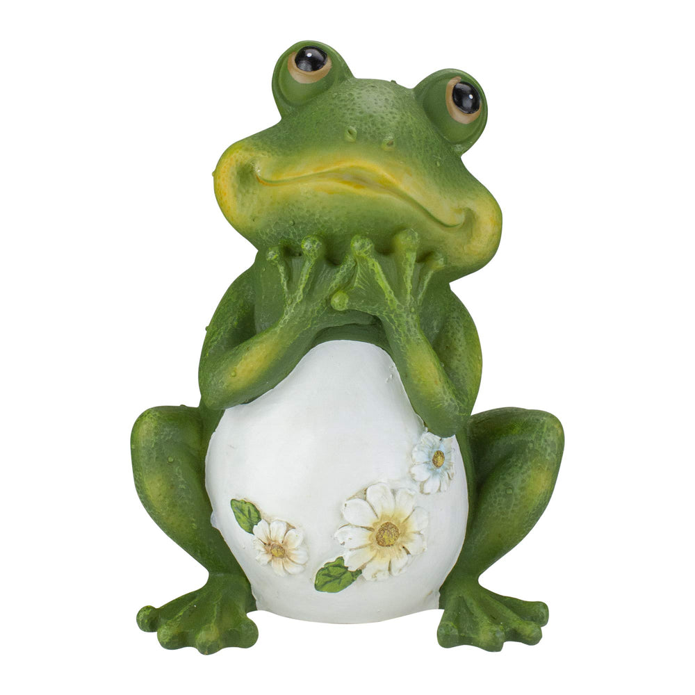 Roman frog with daisies front view showing playful detail and curb appeal