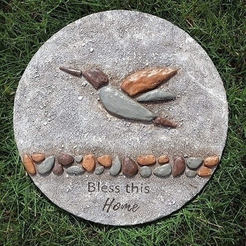 Roman hummingbird stepping plaque front view showing detail and durable finish