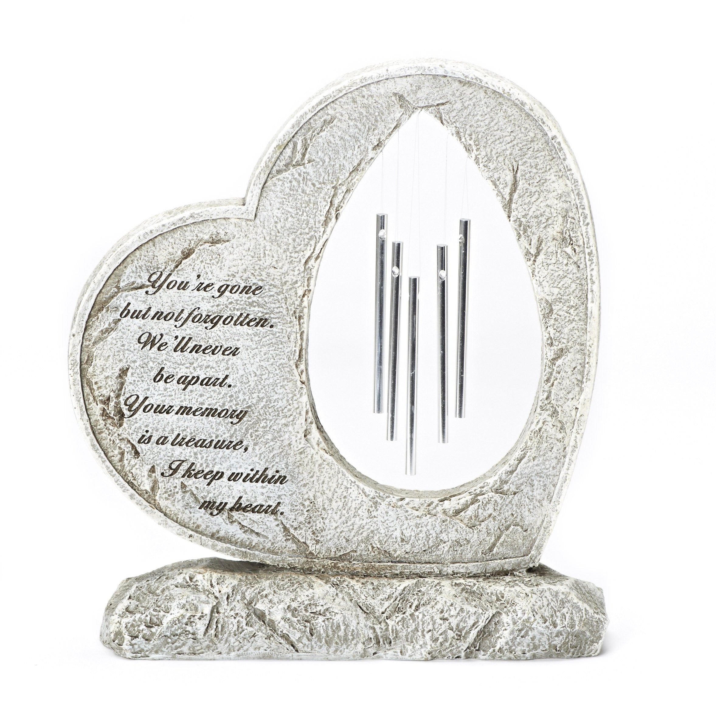Roman memorial heart front view showing inscription and comforting design