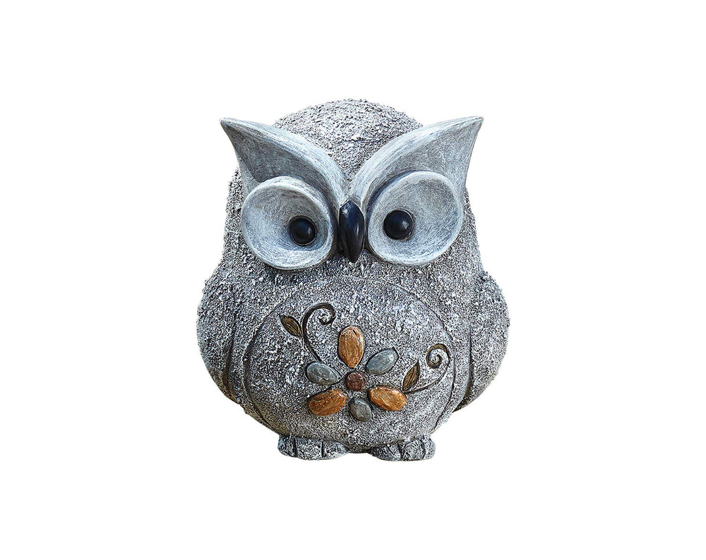 Roman pebble owl front view showing pudgy shape and playful charm