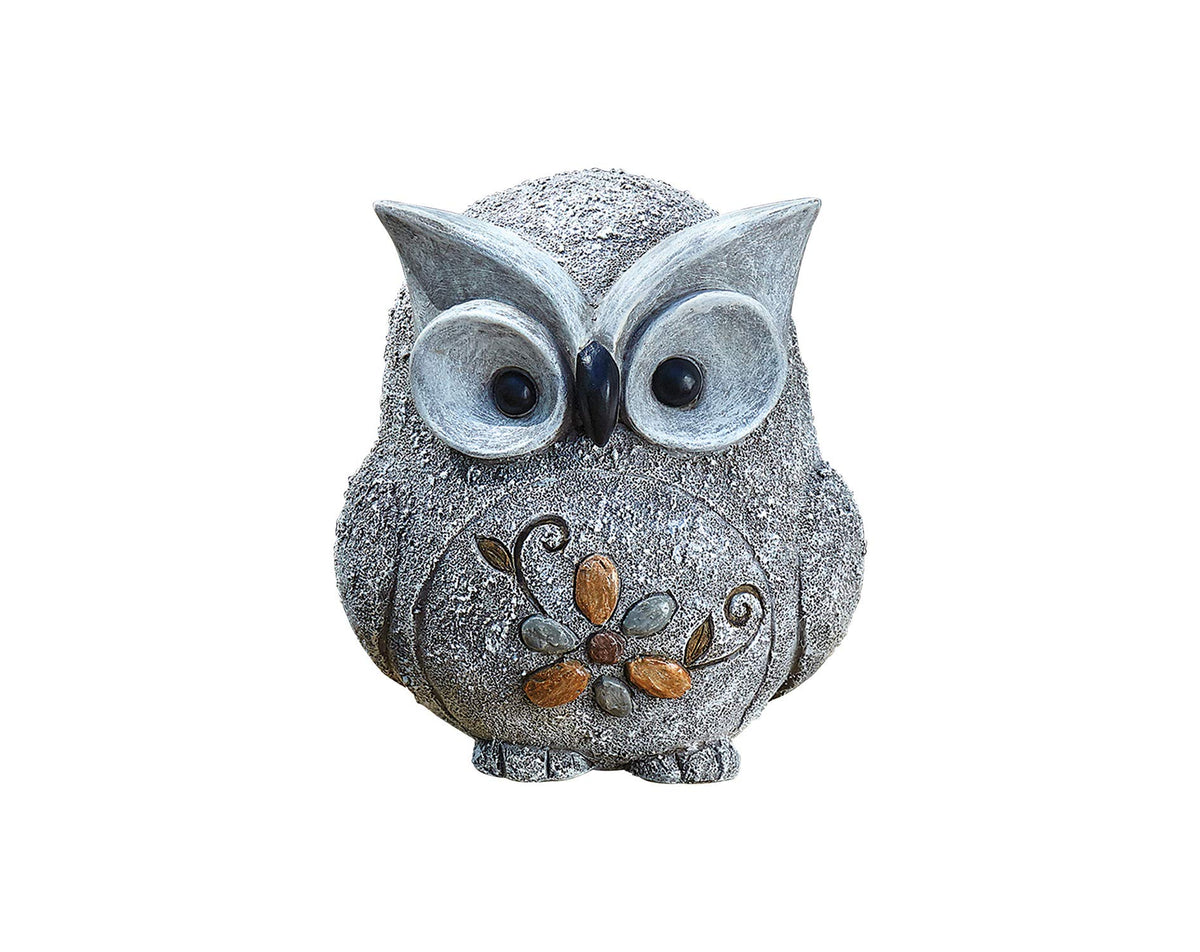 Roman pebble owl front view showing pudgy shape and playful charm