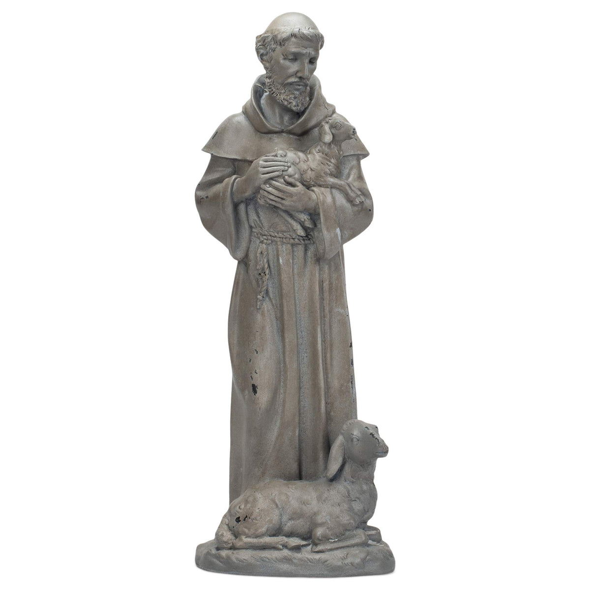 Roman Saint Francis front view showing serene pose and garden focal point benefit
