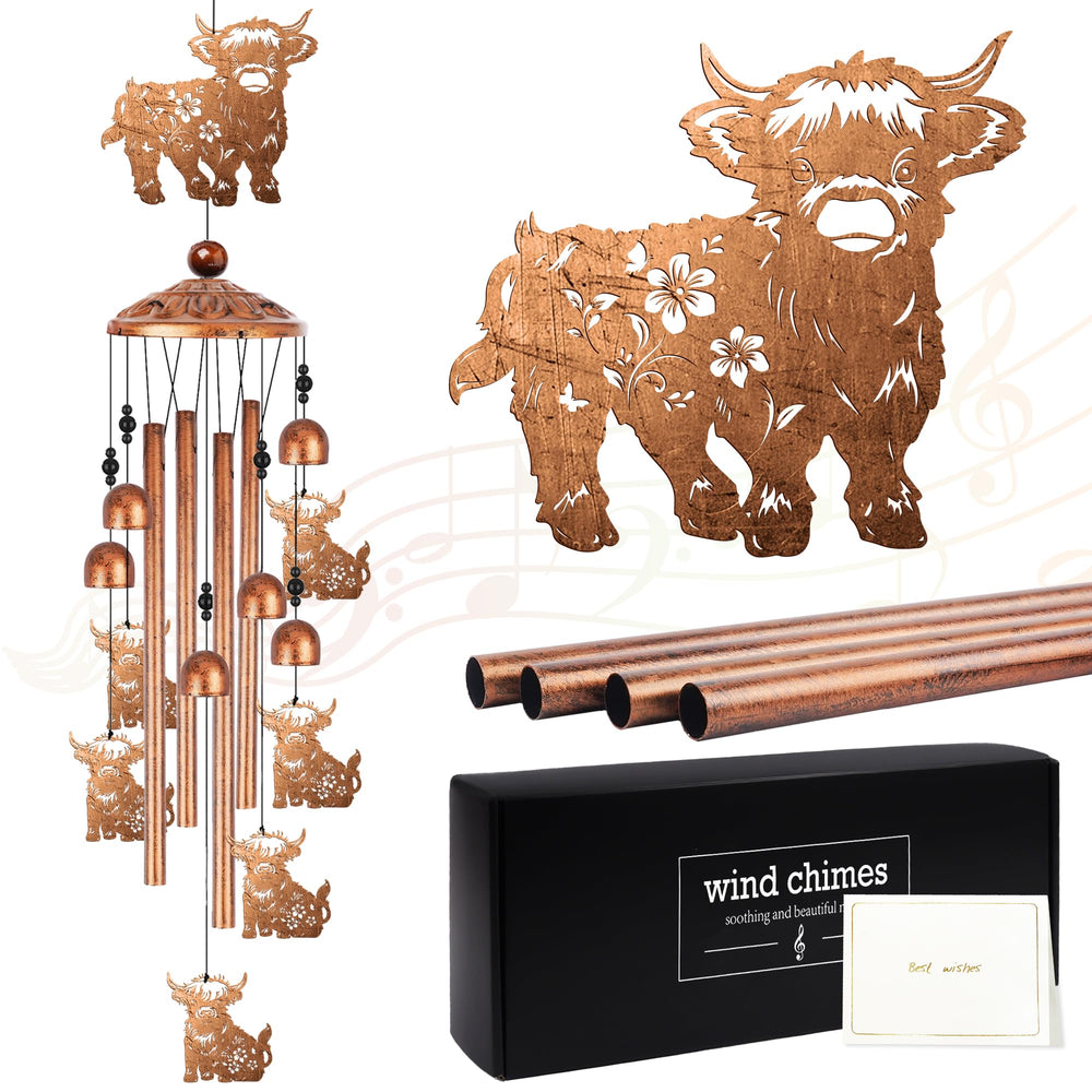 Romart Highland Cow front view showing floral silhouette and rustic charm