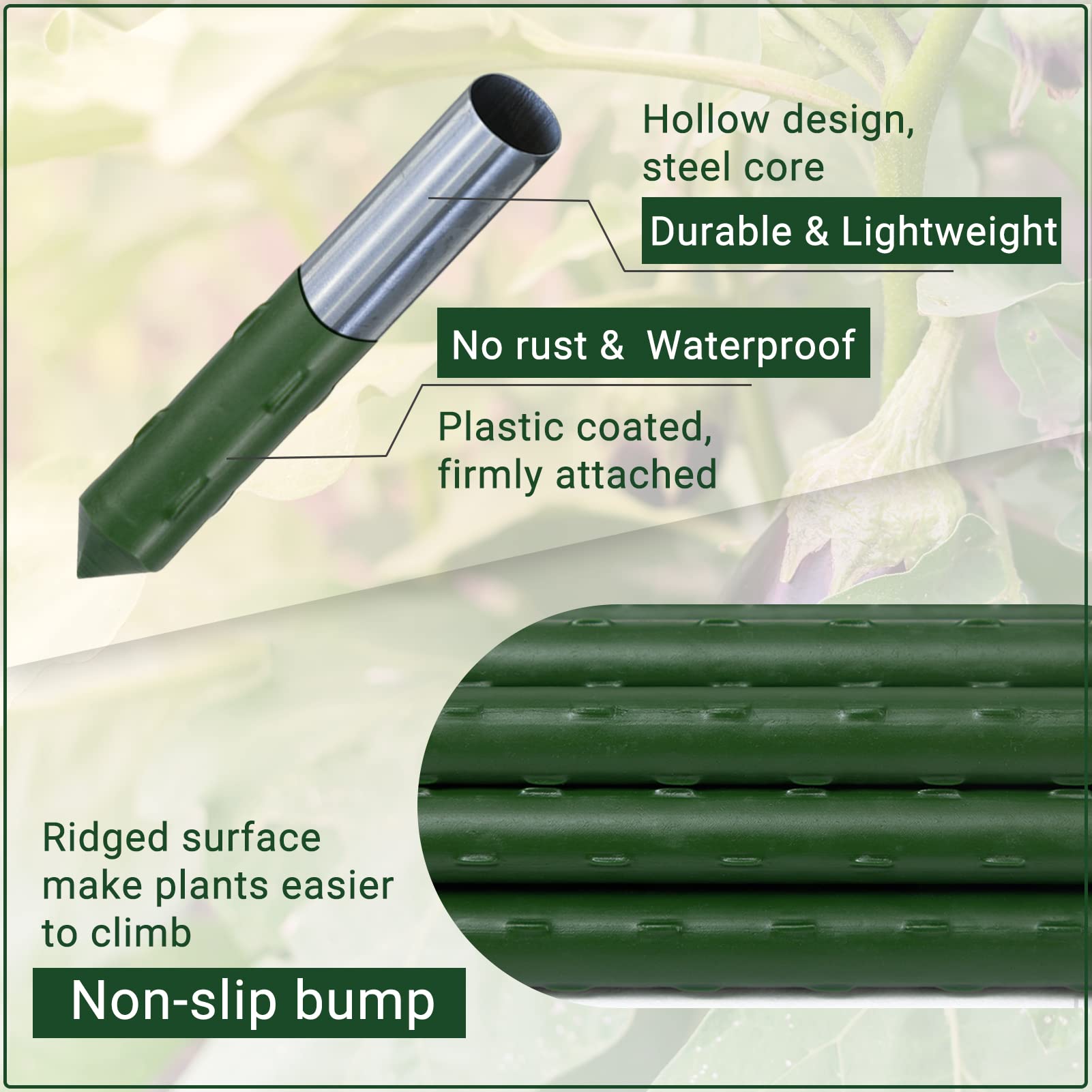 ROMODEN close-up of pointed tip for easy ground insertion and stability