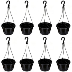 Romooa front view of black 10-inch planter showcasing modern swirl and tidy silhouette