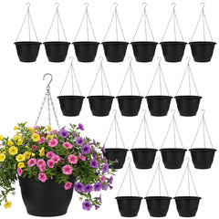 Romooa front view of 10-inch black hanging planter showing clean silhouette and versatility